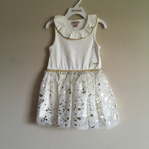 Juicy Couture Girls Knit/Gold Tulle Dress size 4T. - Picture 1 of 6